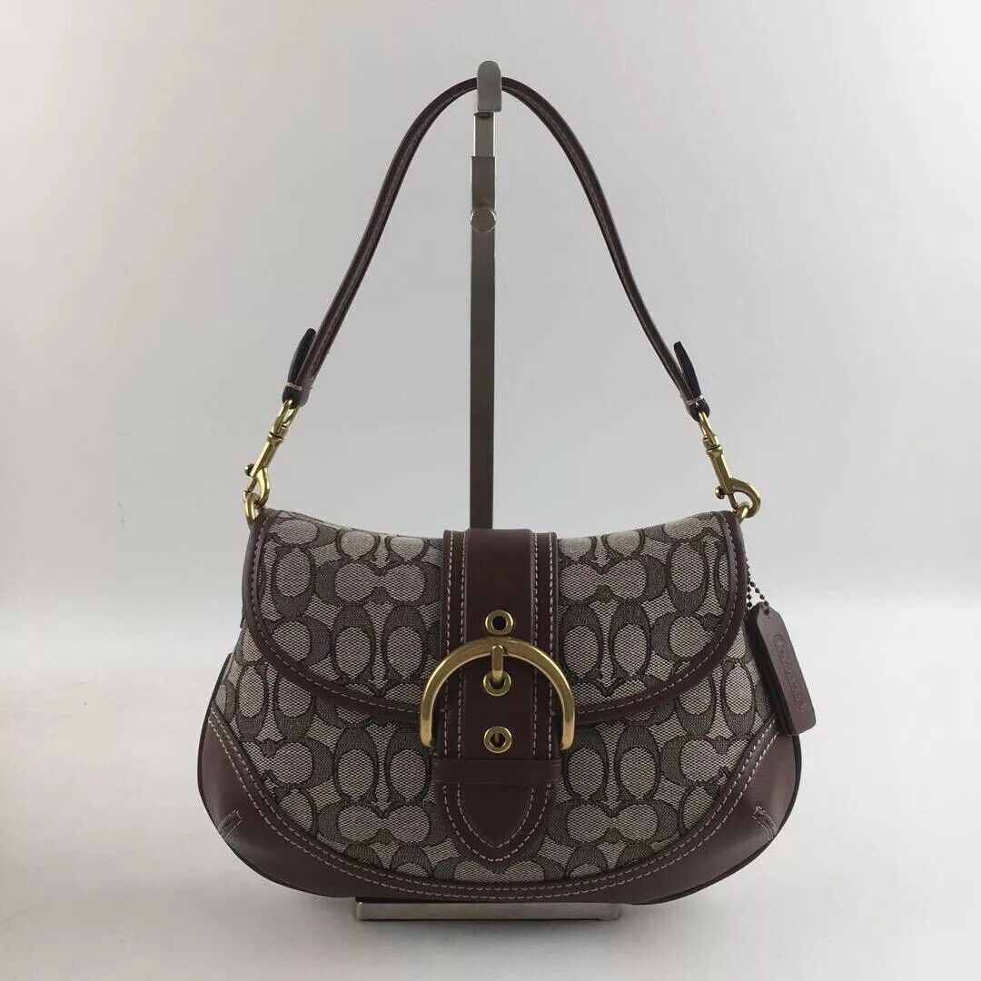 COACH Soho Signature Jacquard Top Handle Shoulder Bag CJ814 β Brown π