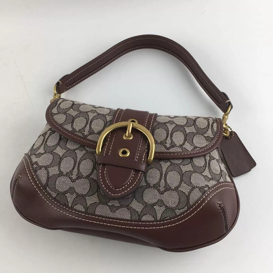 COACH Soho Signature Jacquard Top Handle Shoulder Bag CJ814 – Brown 👜