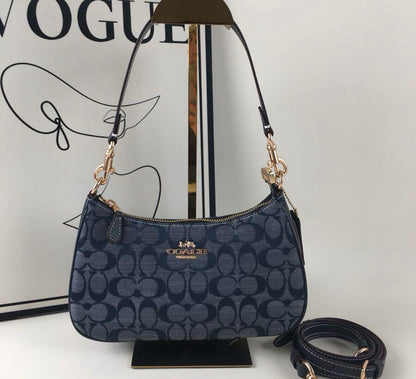 OACH CH139 Teri Shoulder Bag – Signature Chambray Blue 2-Way Shoulder Bag 👜