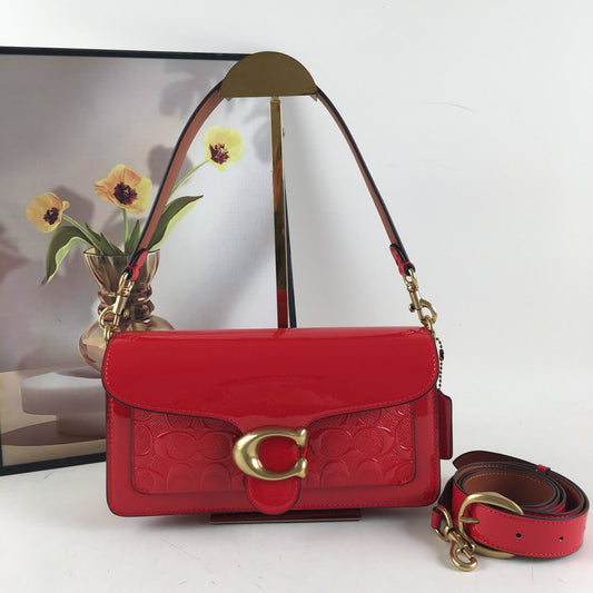 COACH Tabby Crossbody Bag Shoulder Bag - Leather Black & Red