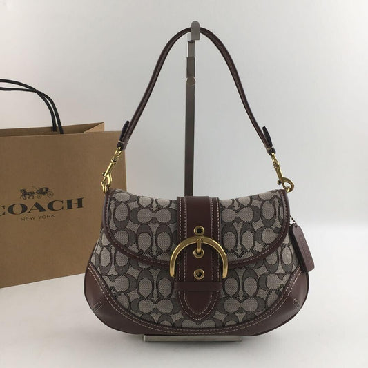 COACH Soho Signature Jacquard Top Handle Shoulder Bag CJ814 – Brown 👜