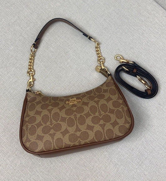 COACH Teri Shoulder Bag – Signature Canvas Brown 🤎 (NEW!)