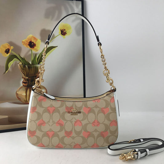 COACH Teri Heart Print Shoulder Crossbody Bag – Signature Canvas, Black, CP190 ❤️👜