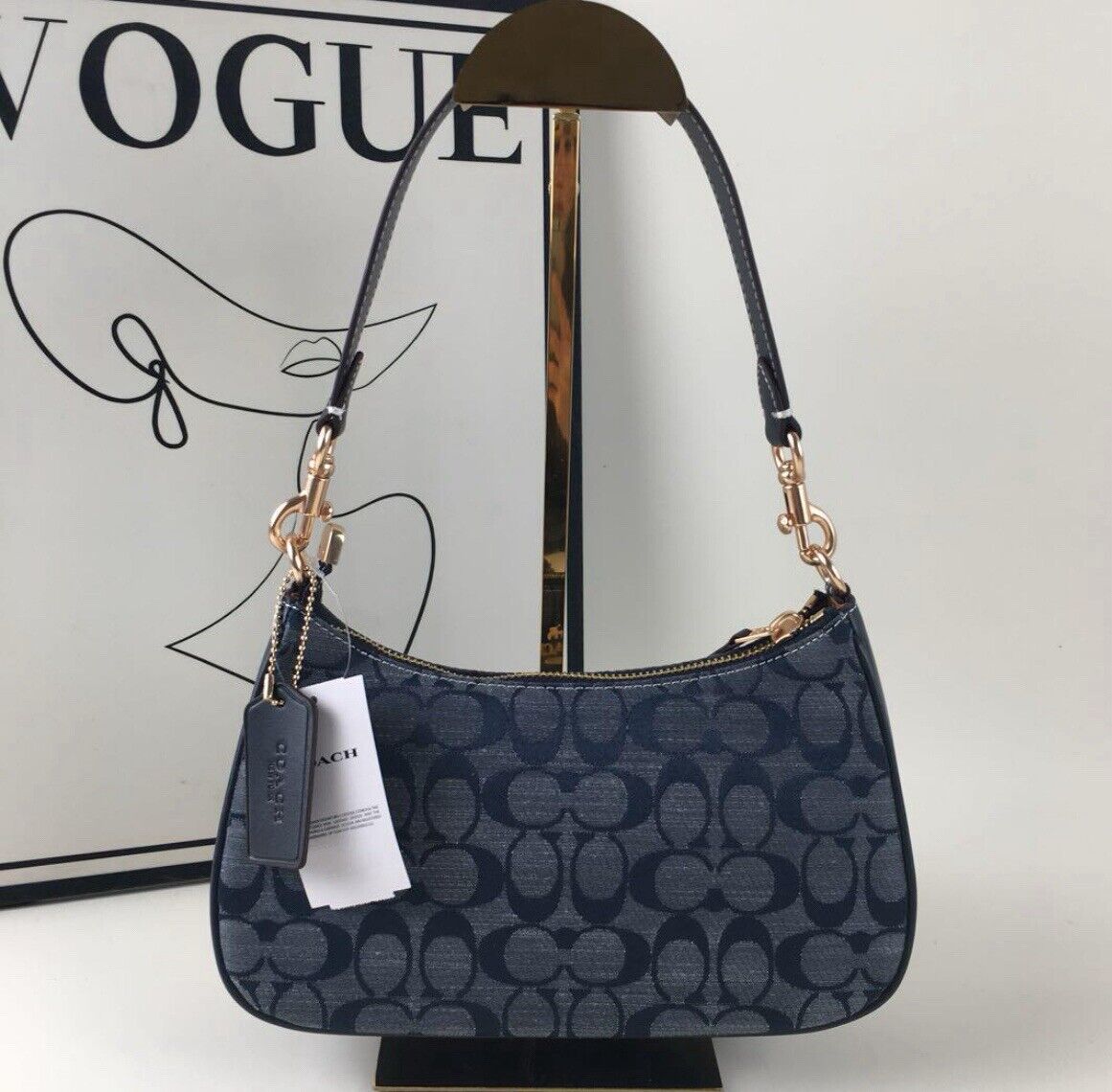 OACH CH139 Teri Shoulder Bag – Signature Chambray Blue 2-Way Shoulder Bag 👜